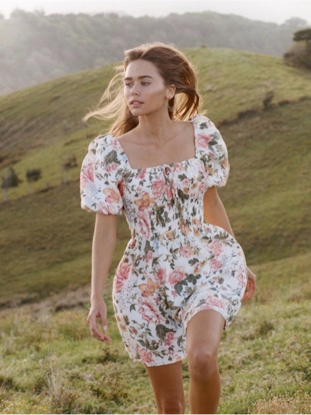 FAITHFULL THE BRAND Floral Sundress with Pink & Green Accents